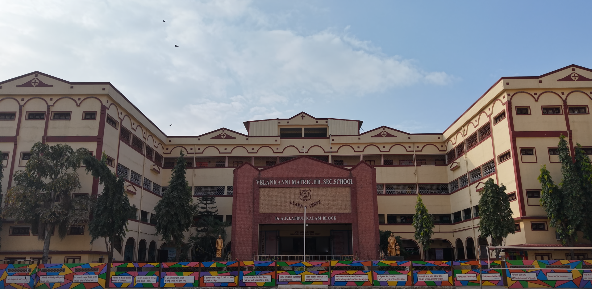 Front view of Velankanni Matriculation Higher Secondary School campus in Kodungaiyur